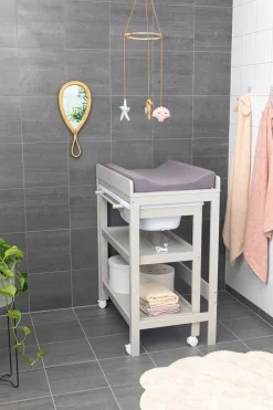 Pusleborde|JLY Dream Puslebord med Badebalje, Warm Grey Grå