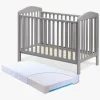 Børnesenge & Tilbehør|Madrasser|JLY ELLA Dream Lux Dropside Tremmeseng, Grå & BabyMatex Madras