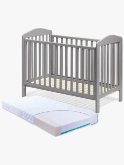Børnesenge & Tilbehør|Madrasser|JLY ELLA Dream Lux Dropside Tremmeseng, Grå & BabyMatex Madras