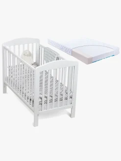 Børnesenge & Tilbehør|JLY ELLA Dream Lux Tremmeseng med Madras, Hvid