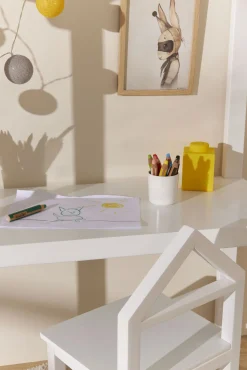 Børnemøbler|JLY  Huset Skrivebord med Stol, Hvid
