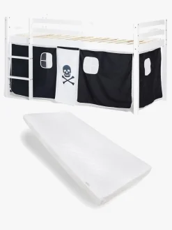 Børnesenge & Tilbehør|JLY PIRAT Dream Juniorseng m. Sengegardin & Madras 90x190, Hvid