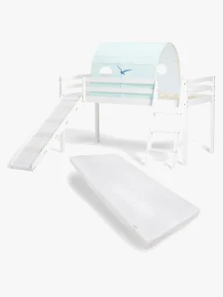 Børnesenge & Tilbehør|JLY TYRA Juniorseng med Rutsjebane & Madras 90x190, Hvid