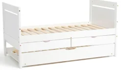 Børnesenge & Tilbehør|JLY 70x140 Juniorseng med Ekstraseng + Opbevaringskasser, Hvid
