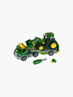 JohnDeere Legetøjsbiler & -Fartøjer-John Deere 6215R Traktor med Transportvogn 1:24