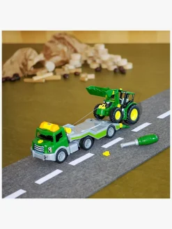 JohnDeere Legetøjsbiler & -Fartøjer-John Deere 6215R Traktor med Transportvogn 1:24