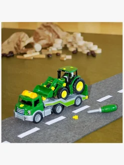 JohnDeere Legetøjsbiler & -Fartøjer-John Deere 6215R Traktor med Transportvogn 1:24