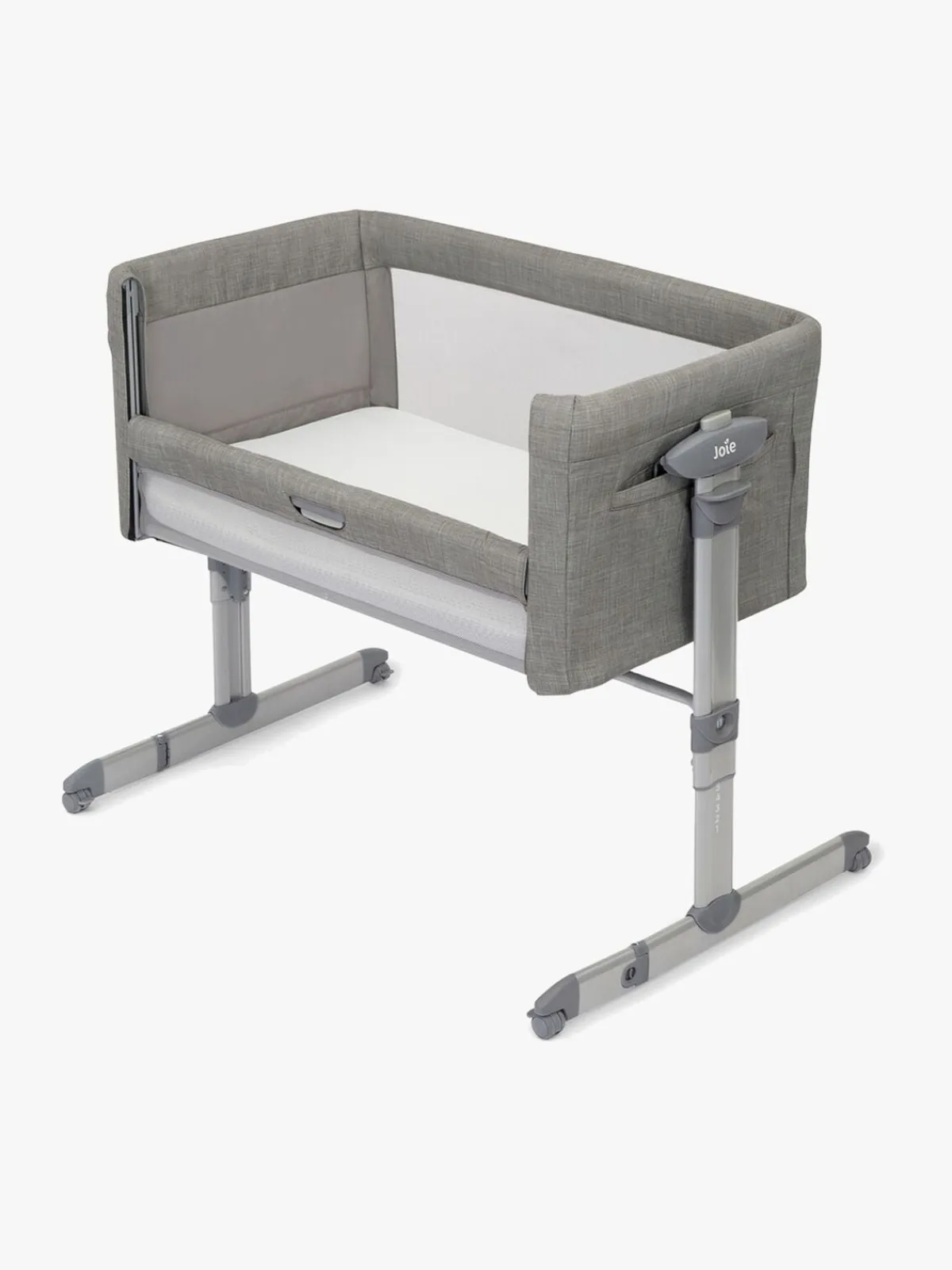 Børn Joie Børnesenge & Tilbehør-Roomie Glide Bedside Crib og Weekendseng, Foggy Gray