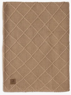 Interiør|Jollein Strikket Tæppe Ternet Mønster med Bamsefleece, Biscuit Brun