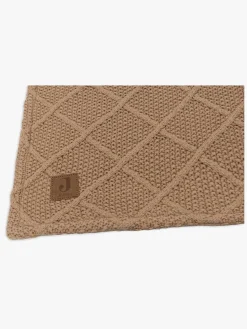 Interiør|Jollein Strikket Tæppe Ternet Mønster med Bamsefleece, Biscuit Brun