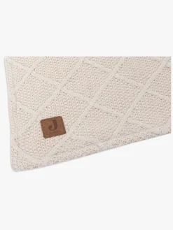 Interiør|Jollein Strikket Tæppe Ternet Mønster med Bamsefleece, Oatmeal Beige