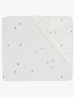 Sengetøj|Jollein Stræklagen Twinkling 70/75x140/150, Off white/Sea Green Grøn