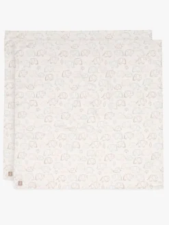 Jollein Stofbleer, Nusseklude & Babytæpper-Tæppe/ Stofble i Musselin 115x115 cm 2-pak, Elephant Tales