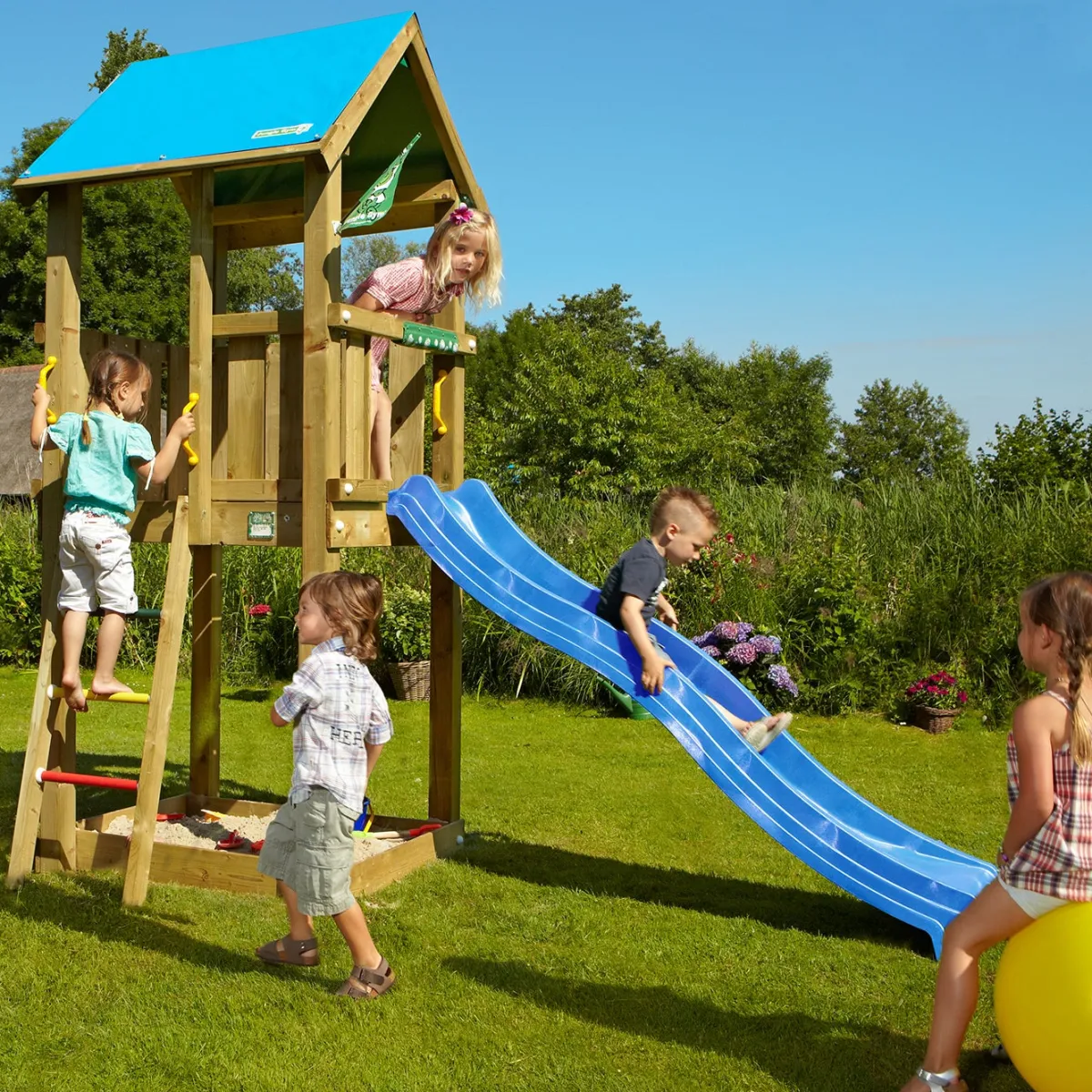 JungleGym Udeleg-Jungle Gym Legestativ Castle inkl. Rutsjebane