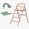 KAOS Højstole & Tilbehør-Klapp Højstol inkl. Beskyttelsesbøjle & Bakke, Beech Natural/Mineral Green