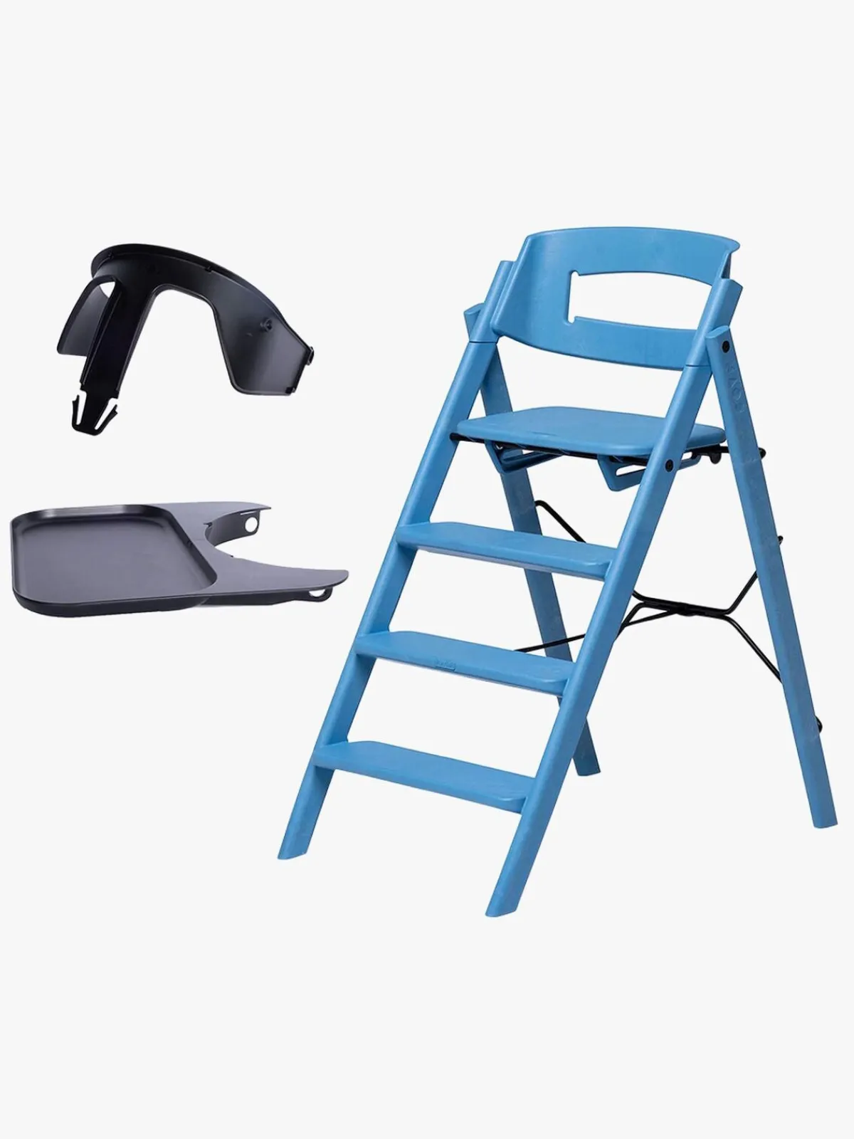 KAOS Højstole & Tilbehør-Klapp Højstol Recycled inkl. Beskyttelsesbøjle & Bakke, Swedish Blue/Charcoal Black