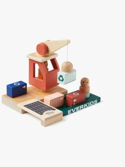 KidsConcept Legetøjsbiler & -Fartøjer-Kids Concept Containerhavn Aiden Legesæt