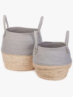 Børn KidsDepot Opbevaring-Kori Opbevaringskurv 2-pak, Grey/Natural