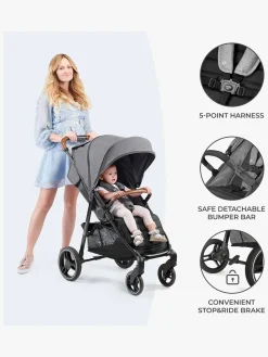 Klapvogne|Kinderkraft GRANDE PLUS Klapvogn, Pink Lyserød