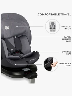 Autostole 9-36 Kg|Kinderkraft I-360 i-Size Autostol, Grey Grå