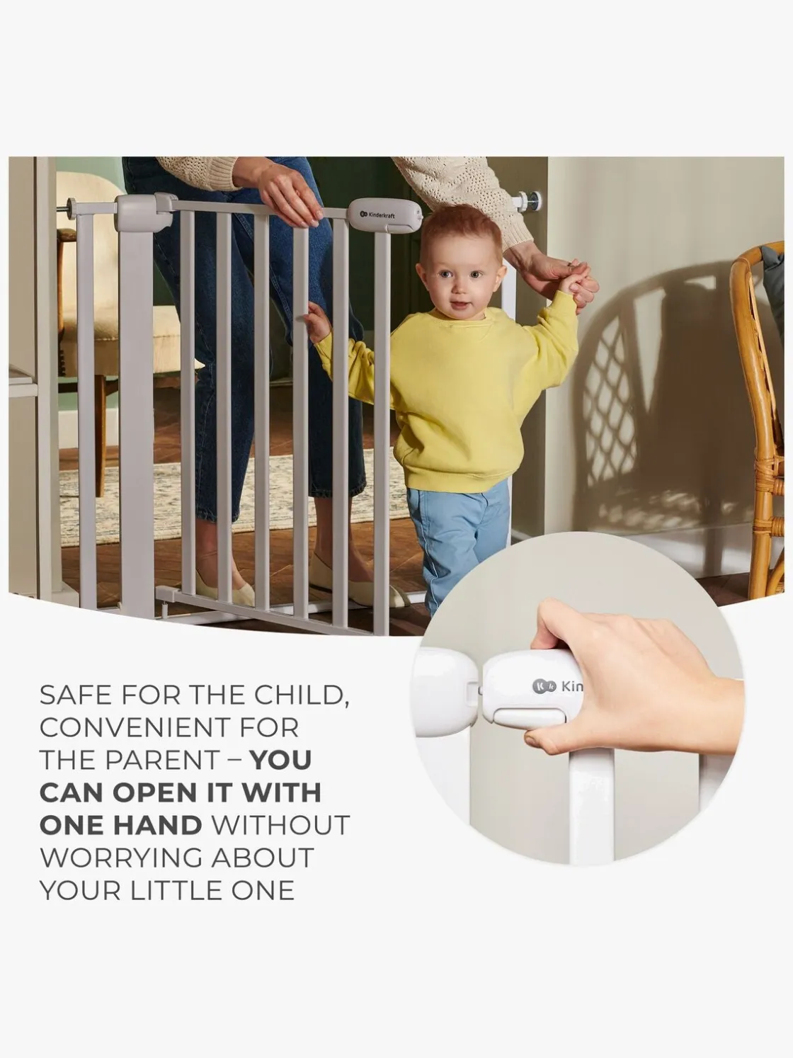 Sikkerhed|Kinderkraft LOCK&GO Sikkerhedsgitter, White Hvid