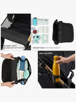 Duo- & Kombivogne|Kinderkraft MOOV 2 4-in-1 Air Duovogn, Pure Black Sort