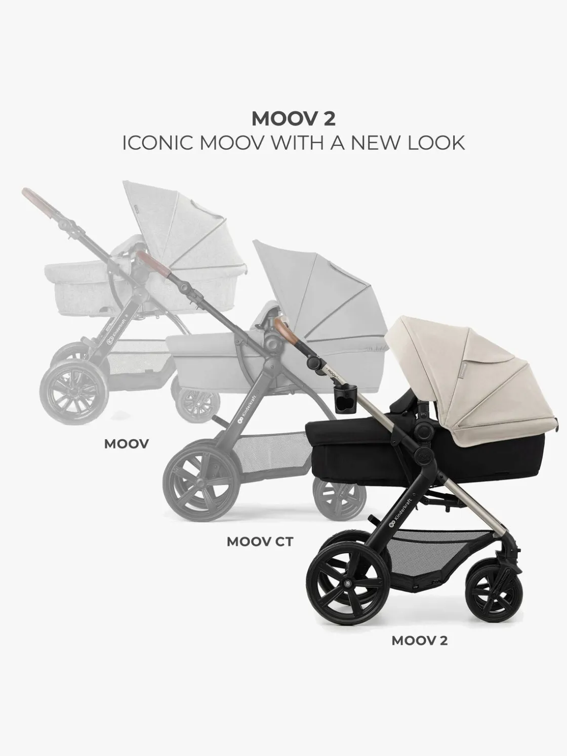 Duo- & Kombivogne|Kinderkraft MOOV 2 4-in-1 Duovogn, Moonlight Grey Grå