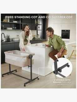 Børnesenge & Tilbehør|Kinderkraft Neste Up 2 Bedside Crib, Light Grey Grå