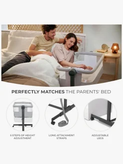 Børnesenge & Tilbehør|Kinderkraft Neste Up 2 Bedside Crib, Light Grey Grå