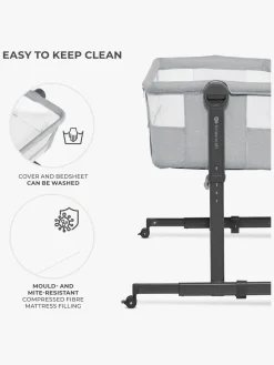 Børnesenge & Tilbehør|Kinderkraft Neste Up 2 Bedside Crib, Light Grey Grå