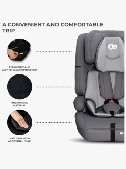 Autostole 9-36 Kg|Kinderkraft SAFETY-FIX 2 I-Size Autostol, Grey Grå