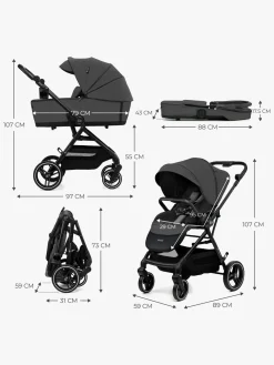 Duo- & Kombivogne|Kinderkraft YOXI 2-in-1 Duovogn, Moonlight Grey Grå