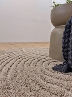 Gulvtæpper|KM Carpets Doria Zen  Rundt Gulvtæppe 120, Linned Beige