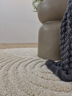 Gulvtæpper|KM Carpets Doria Zen  Rundt Gulvtæppe 120, Hvid