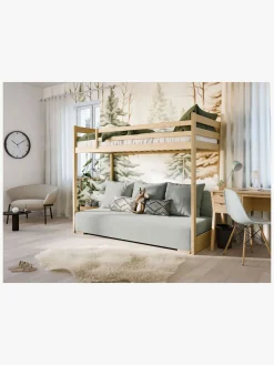 Børnesenge & Tilbehør|LanoMeble Lano Meble SOFINO Højseng i Fyrretræ med Sofa 90x200/140x200, Graphite/Zoom