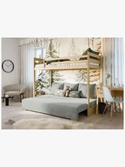 Børnesenge & Tilbehør|LanoMeble Lano Meble SOFINO Højseng i Fyrretræ med Sofa 90x200/140x200, Graphite/Zoom