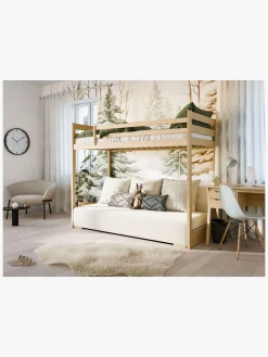 Børnesenge & Tilbehør|LanoMeble Lano Meble SOFINO Højseng i Fyrretræ med Sofa 90x200/140x200, Cashmere/Poso