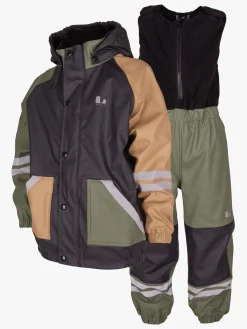 Regntøj|Lindberg Fagerhult Foret Regnsæt, Anthracite/Green Grøn/Grå/Beige