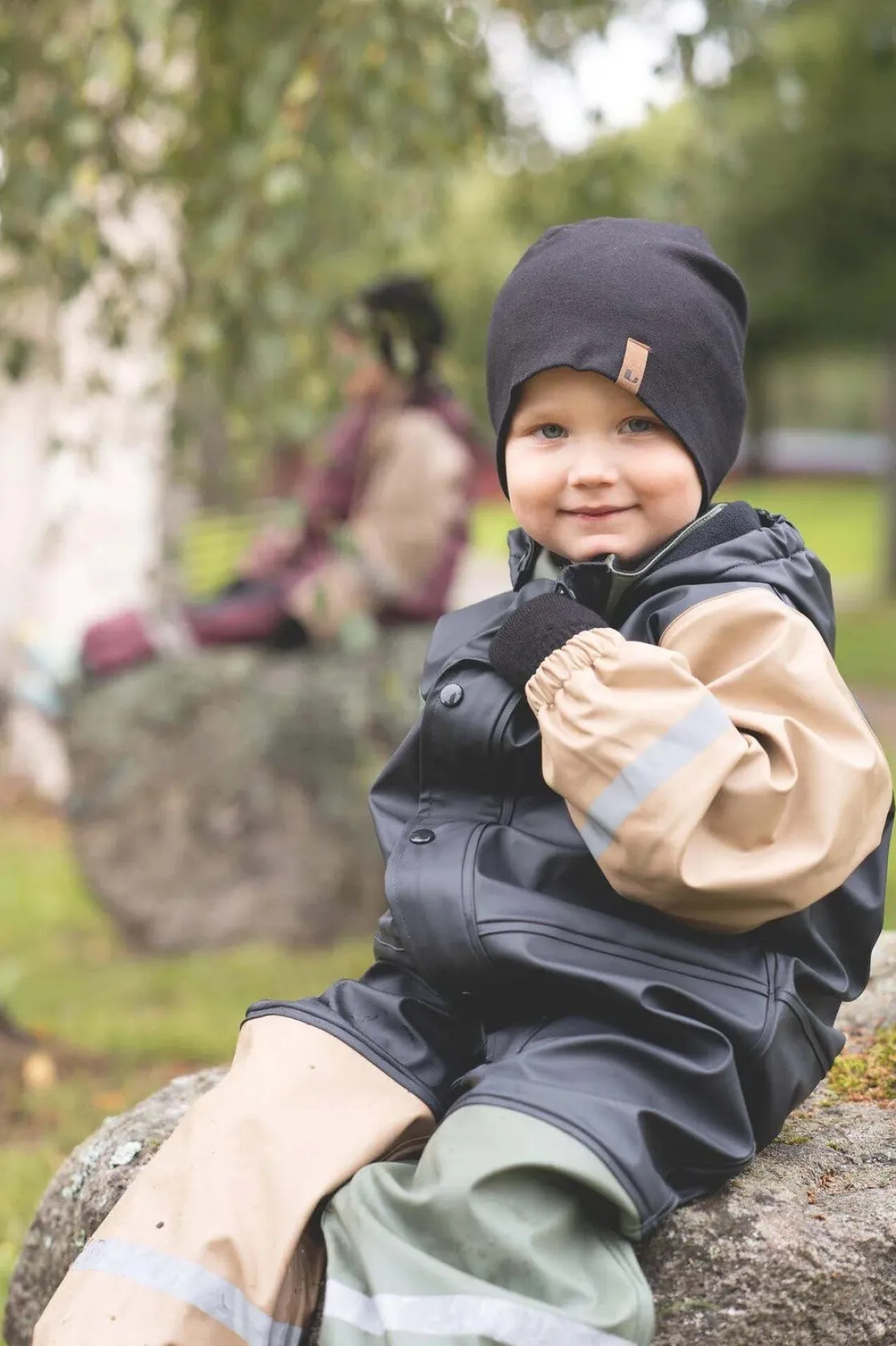 Regntøj|Lindberg Fagerhult Foret Regndragt, Anthracite/Green Grøn/Grå/Beige
