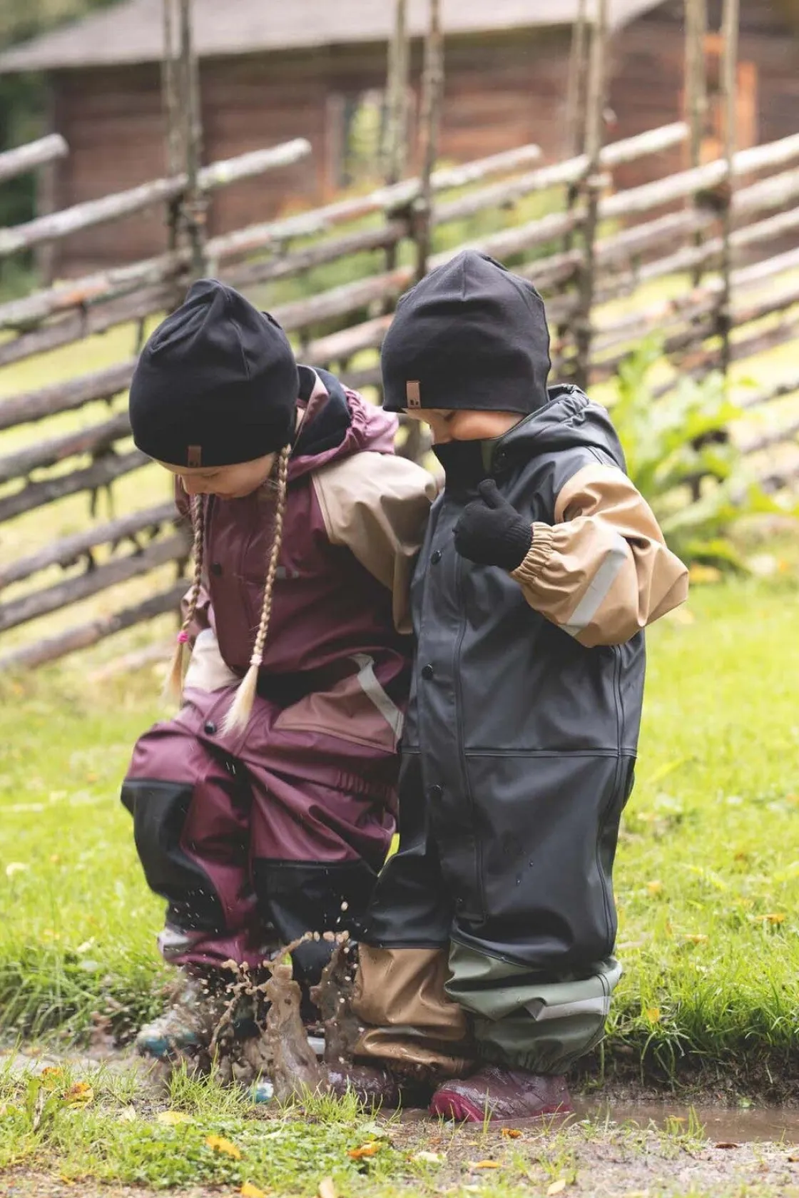 Regntøj|Lindberg Fagerhult Foret Regndragt, Anthracite/Green Grøn/Grå/Beige