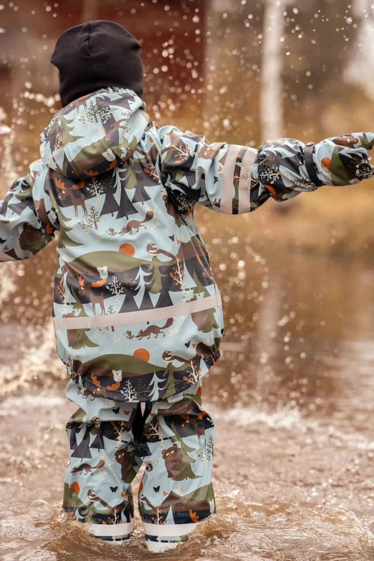 Regntøj|Lindberg Lekhyttan Foret Regnsæt, Light Blue/Brown