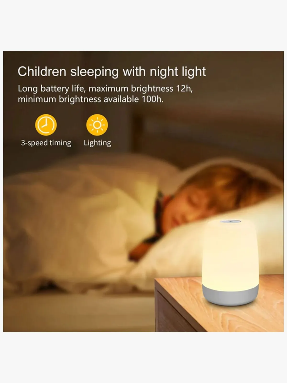 Børn Lippa Lamper & Belysning-Colorful Touch Natlampe Timer, Hvid