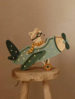 Børn LittleLights Lamper & Belysning-Little Lights Lampe Flyvemaskine Bjørn, Khaki