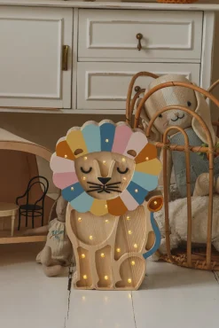 Lamper & Belysning|LittleLights Little Lights Lampe Løve, Retro Rainbow Flerfarvet