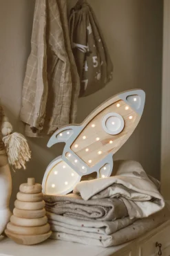 Lamper & Belysning|LittleLights Little Lights Lampe Rumraket, Grey Wood