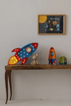 Lamper & Belysning|LittleLights Little Lights Lampe Rumraket, Navy/Rød Rød