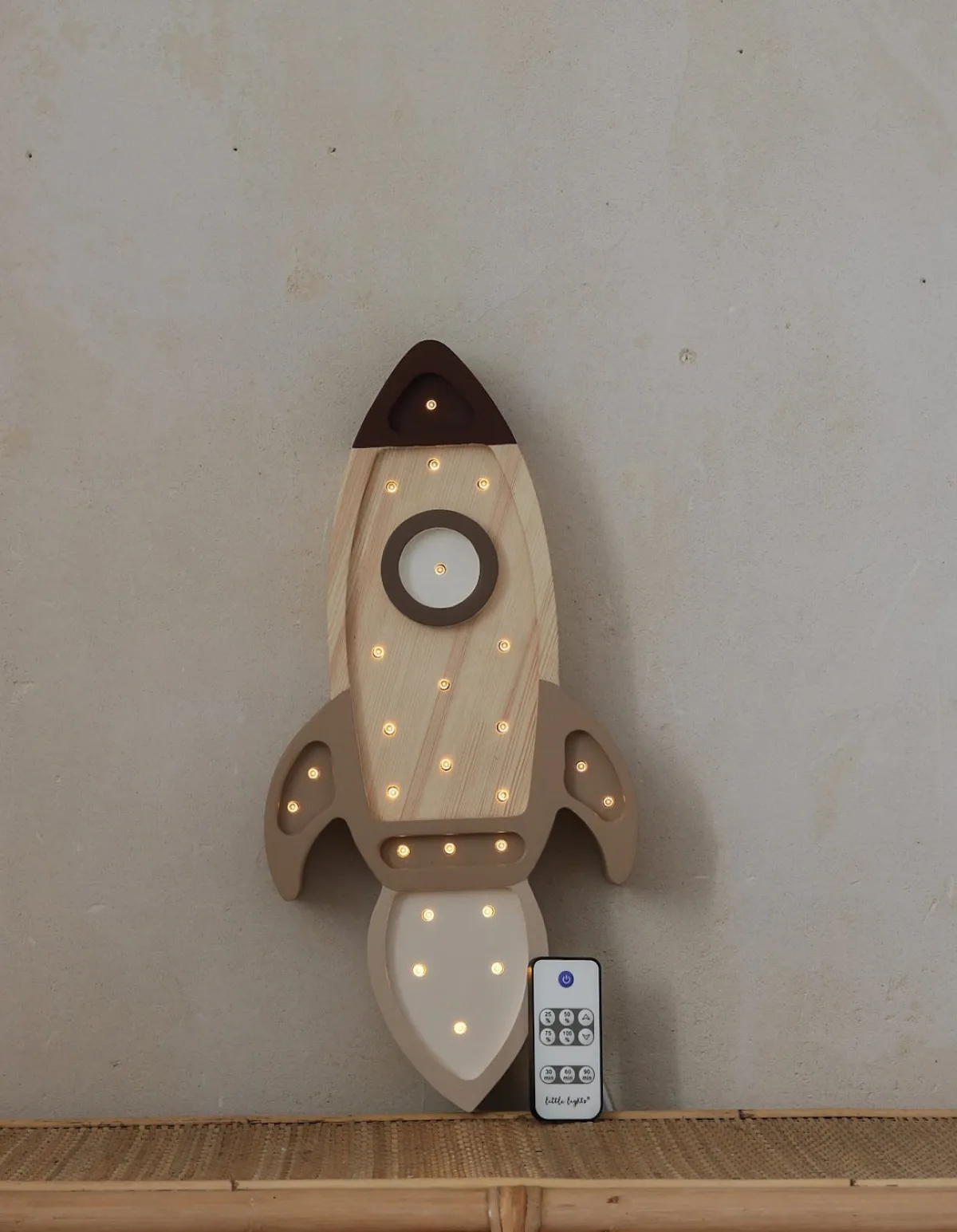 Børn LittleLights Lamper & Belysning-Little Lights Lampe Rumraket, Cappucino Wood
