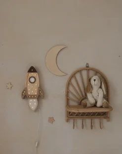 Børn LittleLights Lamper & Belysning-Little Lights Lampe Rumraket, Cappucino Wood