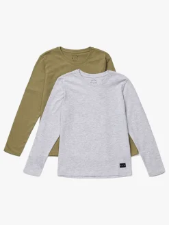 Børn LucaLola Overdele-Luca & Lola Abel Langærmet T-Shirt 2-pak, Grey Melange/Brown