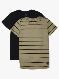 Overdele|LucaLola Luca & Lola Adelmo T-Shirt 2-pak, Black/Stripes Sort